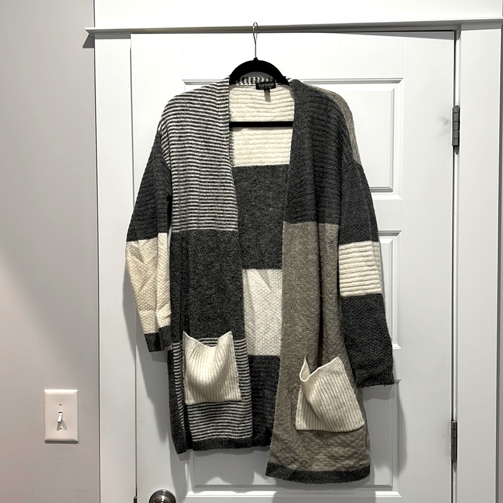 Grey top shop oversized cardigan